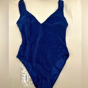 Monday Swimwear Santa Caterina Navy Shimmer New One Piece High Leg Swimsuit